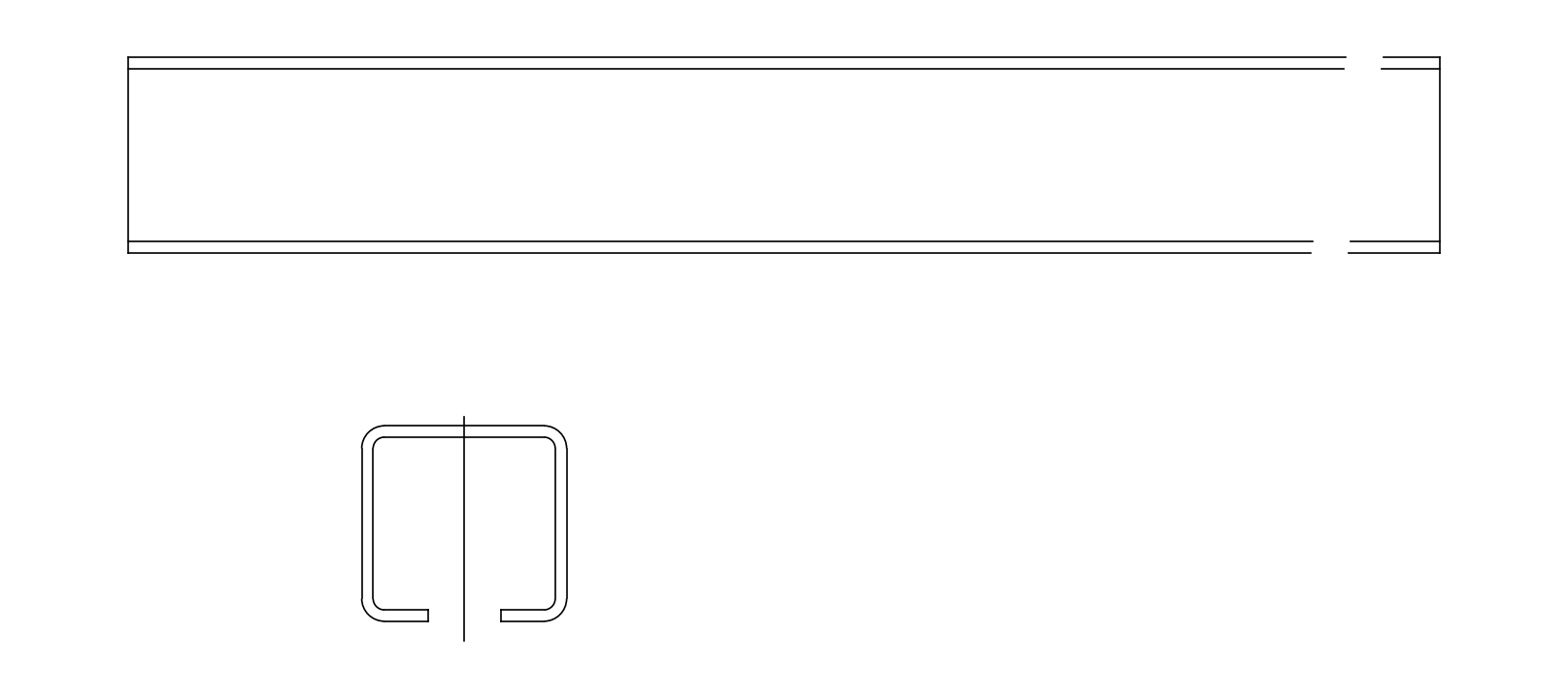 CAD reference drawing: Unibilt Enclosed Track Conveyor Track · 20′ Long 16997 — part 16997