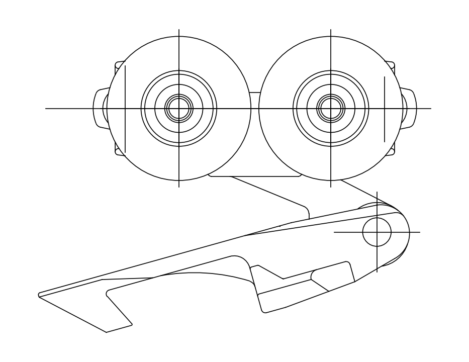 CAD reference drawing: Unibilt Steel Pusher Dog with Steel Wheels · Stop-n-Flow — part 27810