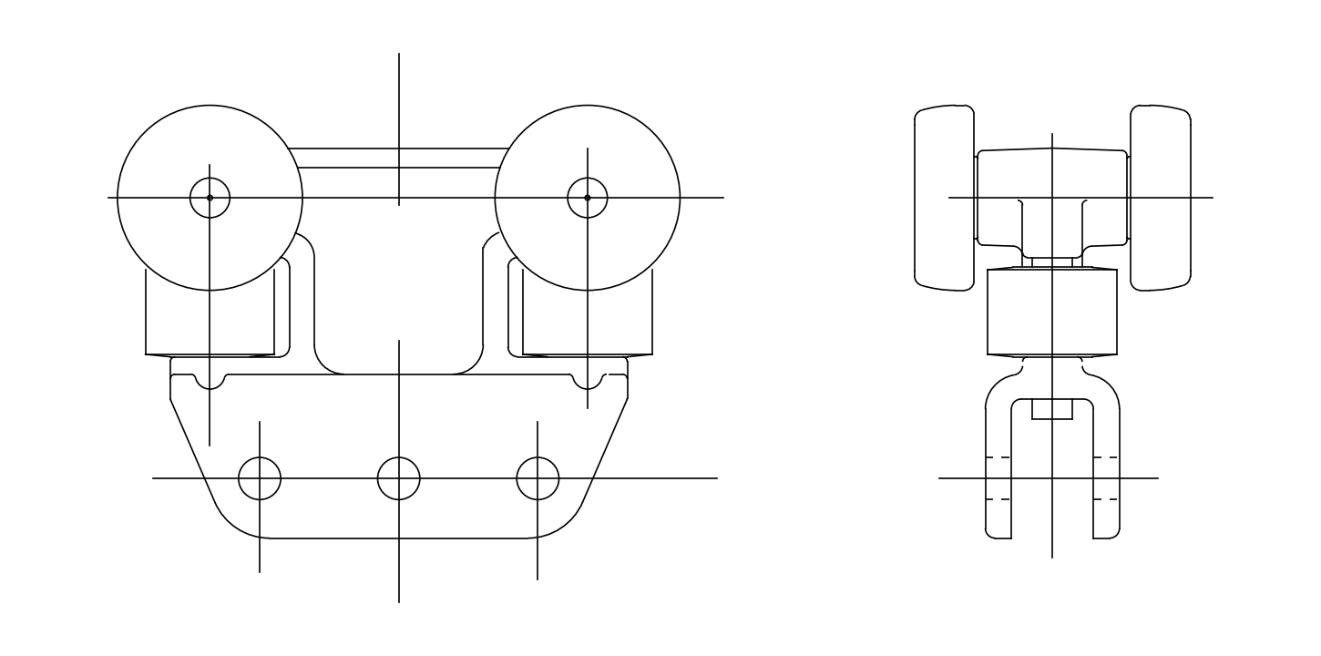 CAD reference drawing: Power and Free Intermediate Trolley 17011 · 750 lb. Cap. — part F17011